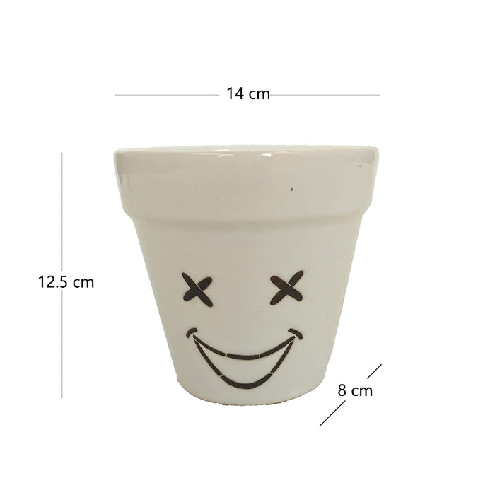 Face Smiley Shape Ceramic Pot for Home Decoration