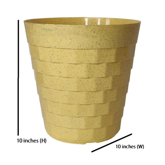 ( Set of 2) 10 inches Brix Plastic Round Garden pots for Outdoor (Beige)
