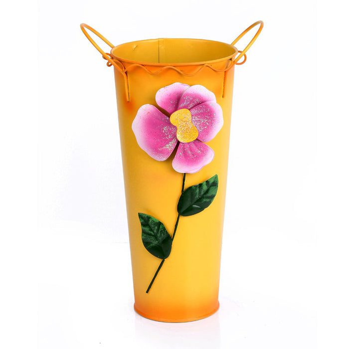 Flower Vase Buckets for Home Decoration (Yellow)