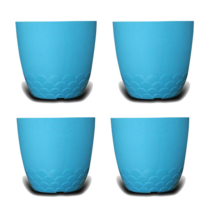 Designer Flora plastic pots for Outdoor (Set of 4) (Blue)