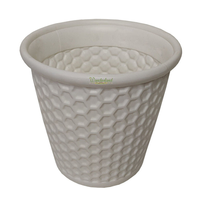 Set of 4 : White Honeycomb 12 Inches PP/ PVC / High Quality Plastic Planter