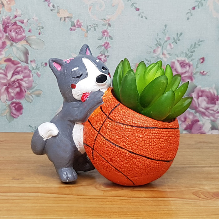 Dog with Basketball Succulent Pot for Home and Balcony Decoration