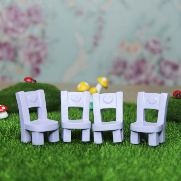 Miniature toys Set of 4 purple chair(Miniature Fairy Garden Accessoriesfor DIY tray garden Plant Décor)