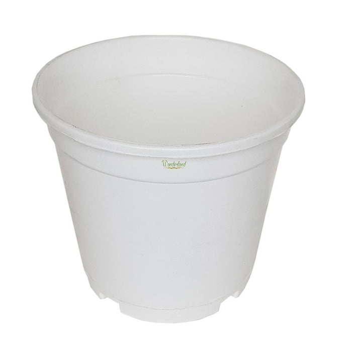 6 inch Set of 4 Small plastic pots for Outdoors ( Plastic Pots for Home Plants) (White)