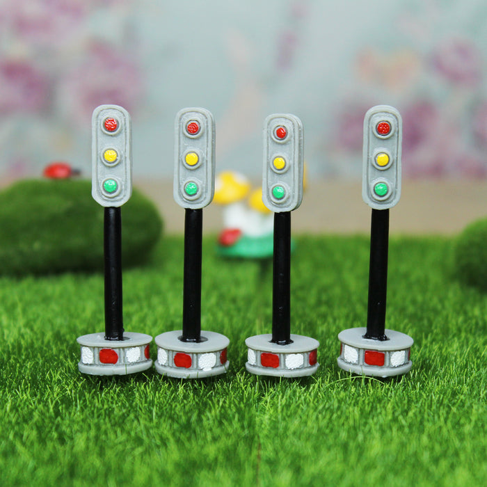 Miniature toys Set of 4 Traffic Light (Miniature Fairy Garden Accessories for DIY tray garden Plant Décor)