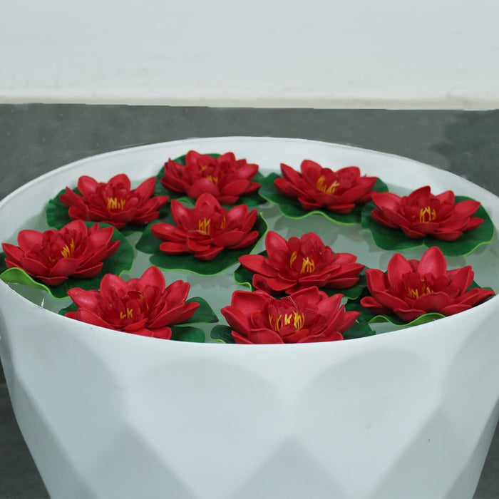 Set of 10 Red Floating in water artificial Lotus