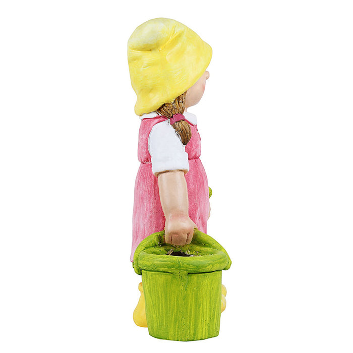 Girl With Spade & Bucket Pot Planter (Yellow)