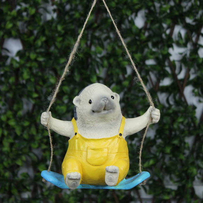 Hedgehog on Swing for Balcony and Garden Decoration