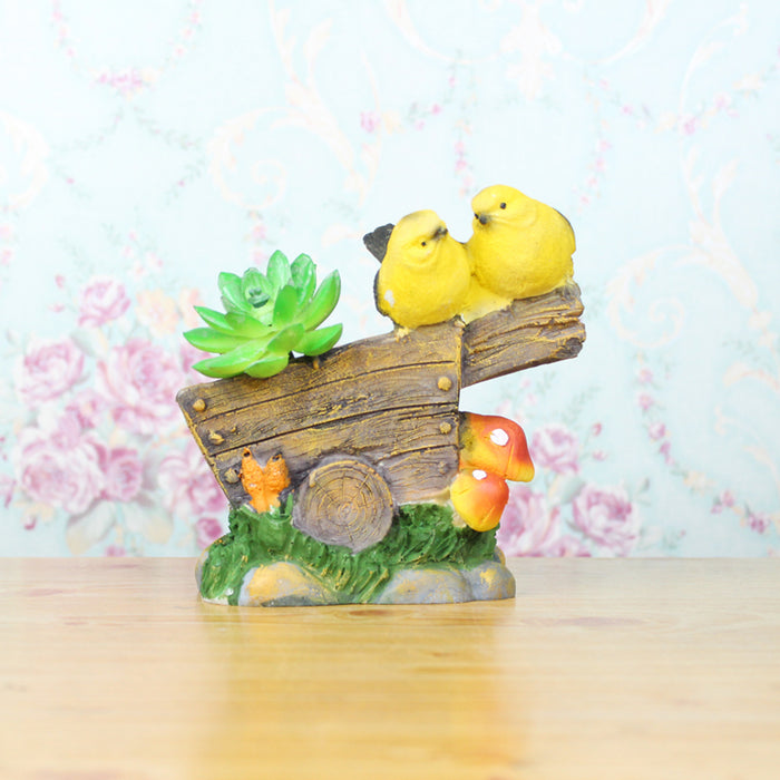 Wonderland Garden décor and Planters Combo pack  (Two birds Succulent pot, 2 pcs of 11 inch Orange Fence Round Pot)