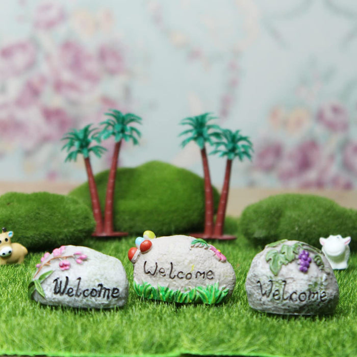 (Set of 6) Welcome Home Stone Garden Miniature for Landscape Decoration,Plants Home Decor Gift Accessories