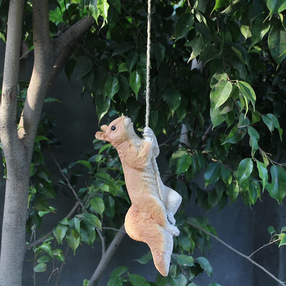 Multicolour Resin Squirrel Climbing Rope Showpiece