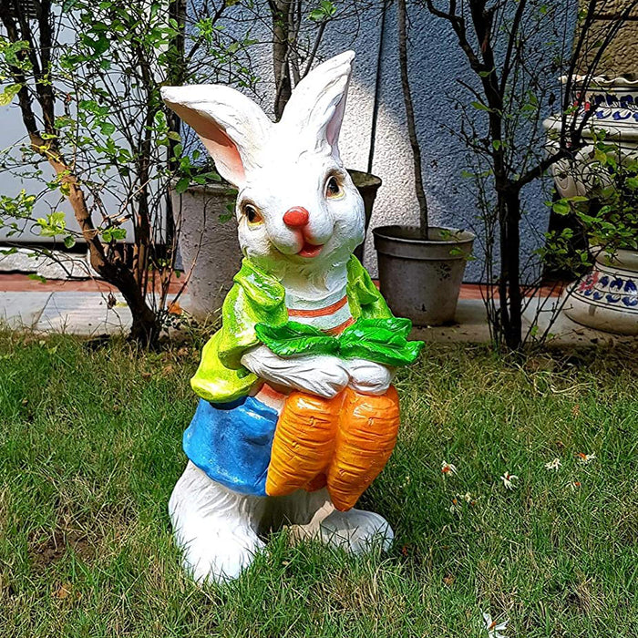 Rabbit with Carrots Statue for Garden Decoration
