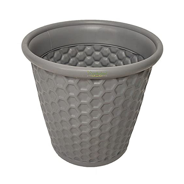 Set of 2 : Grey Honeycomb 12 Inches PP/ PVC / High Quality Plastic Planter
