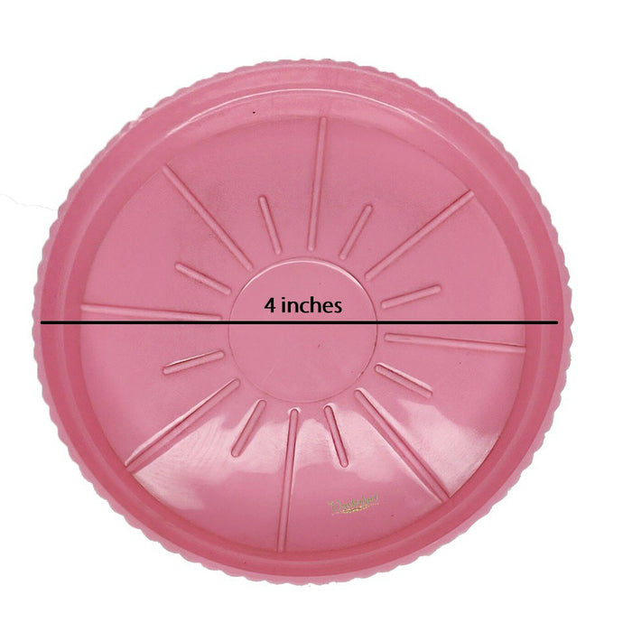 4 inch Plate Set of 12 PP/ PVC Plastic Tray,Heavy Duty Planter Gamla Bottom Plate for Flower pots  (Pink) - Wonderland Garden Arts and Craft