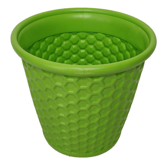 Set of 4 : Green Honeycomb 12 Inches PP/ PVC / High Quality Plastic Planter