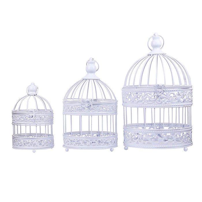 (Set of 3) Metal Bird Cage for Home and Balcony Decoration (White)