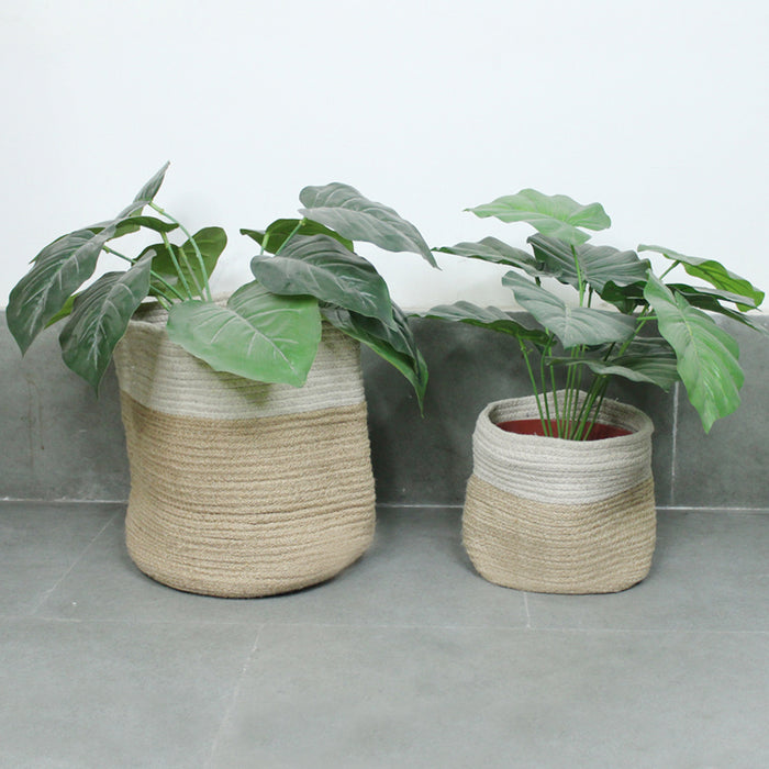 (Set of 2) Jute Bag Planter for Home Decoration (Big & Small)