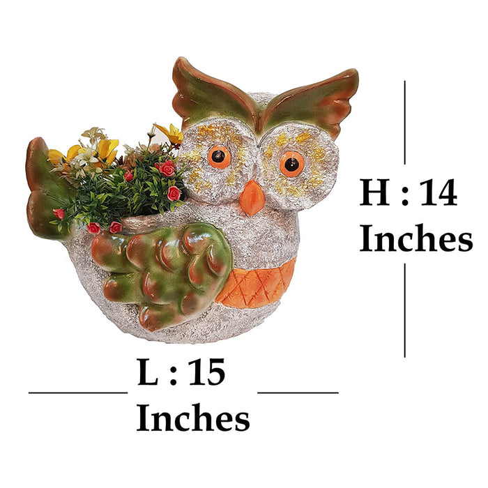 (Set of 2) Big Resin Owls Planter for Garden Decoration