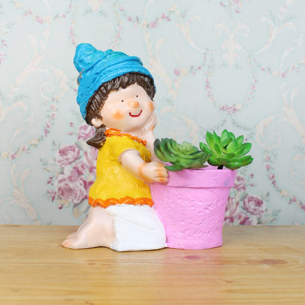 Girl Shape Pot Planter for Garden Decoration (Pink)