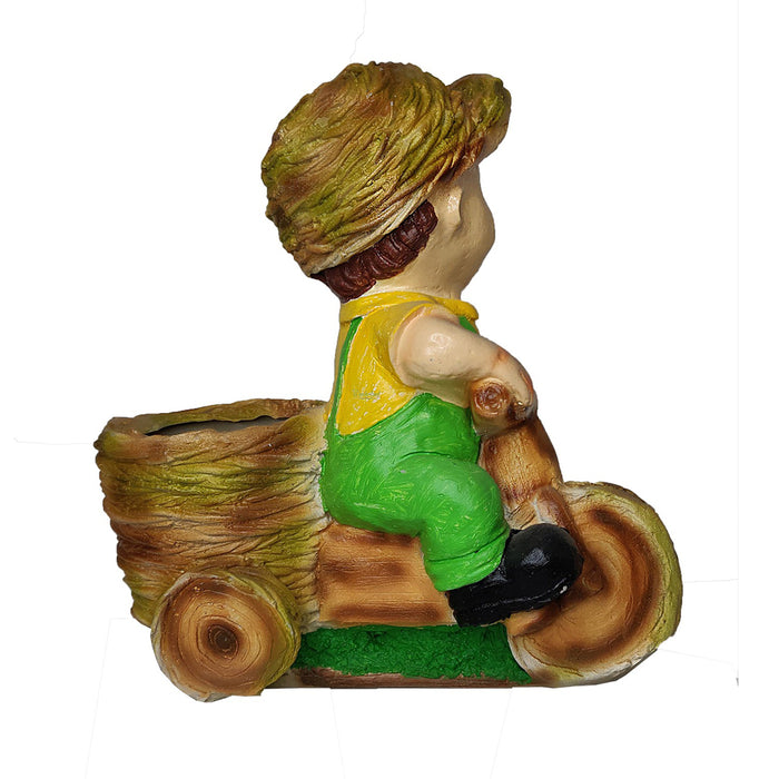 Attractive Boy on bike planter for Home & Garden Decoration