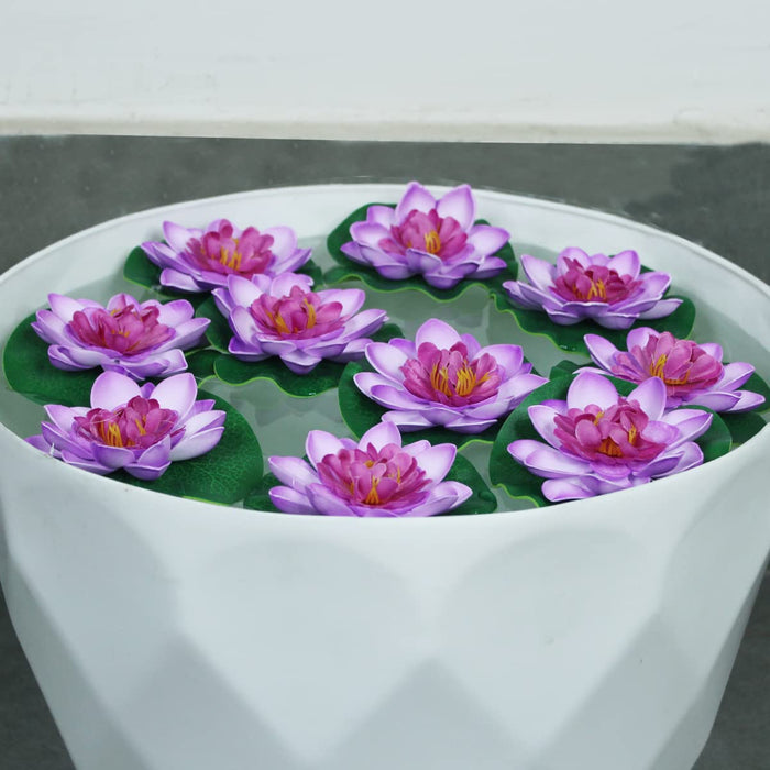 Set of 10 Purple floating in water artificial Lotus