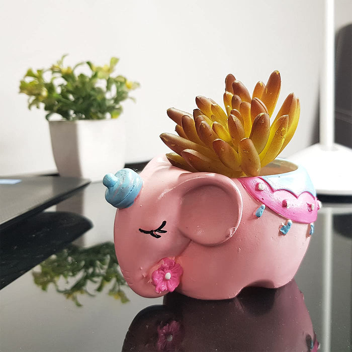 Elephant Succulent Pot for Home and Balcony Decoration (Pink) - Wonderland Garden Arts and Craft