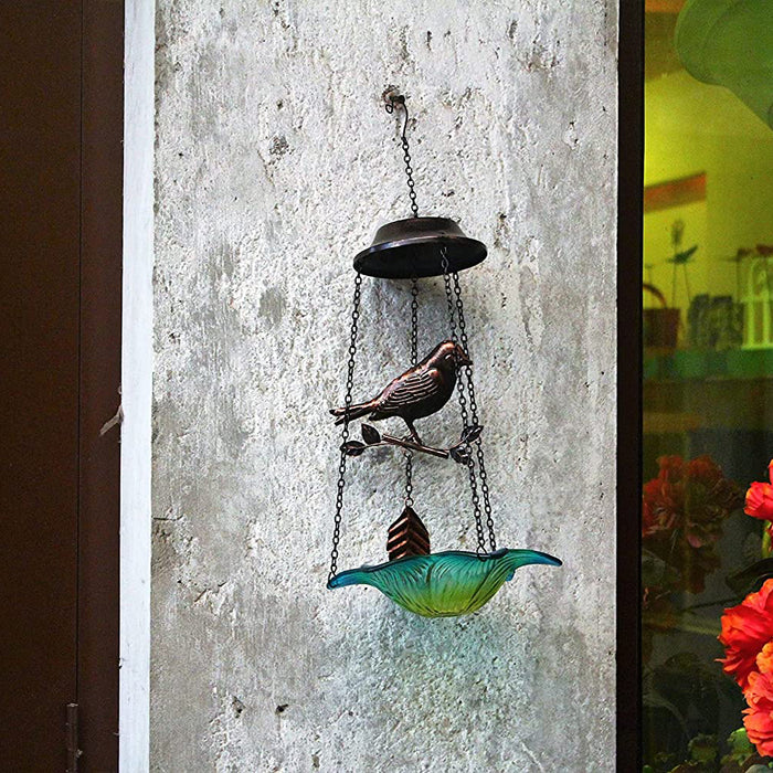 (Set of 2) Hanging Bronze Metal Bird Chime