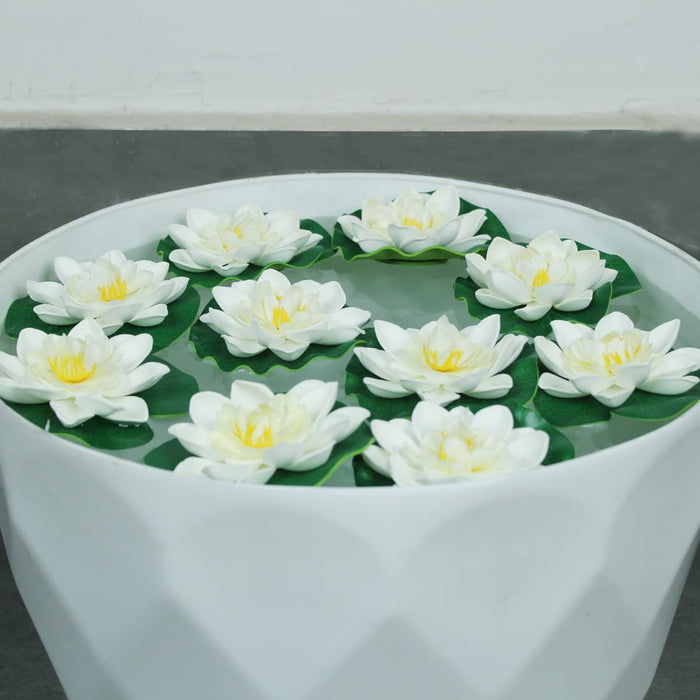 Set of 10 White artificial Floating in water Lotus