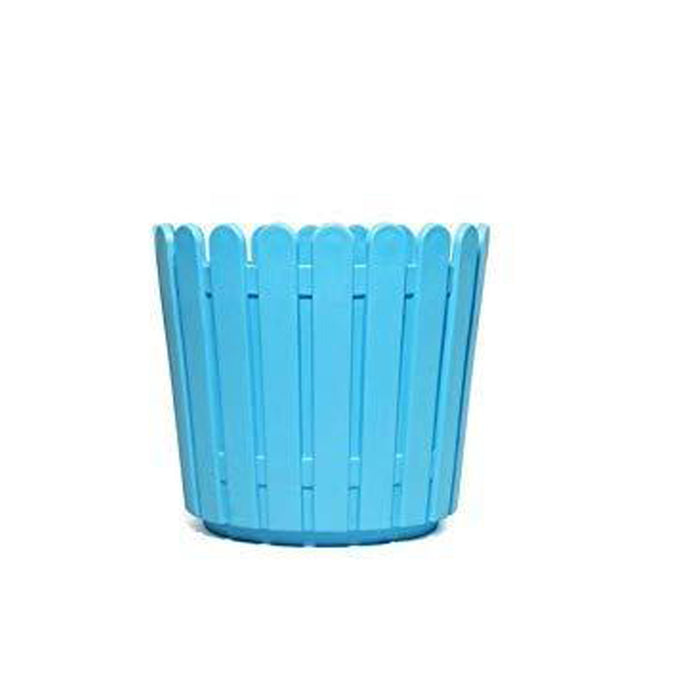 6 inches PPlastic Round Fence Garden pots for Outdoor, Set of 6 (Sky Blue)