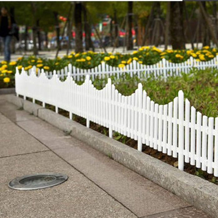 Pack of 4pc PP Picket Fence with Spikes for Outdoors and Flower beds