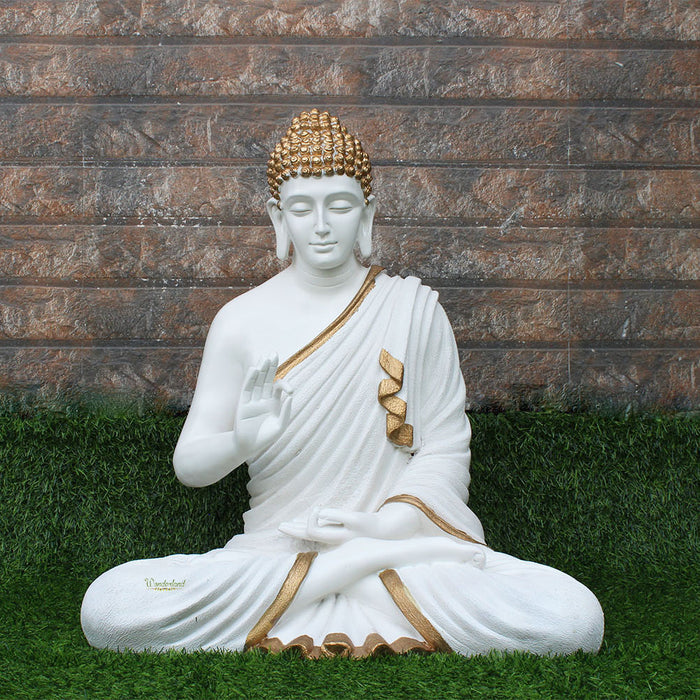 Buddha statue with Metal flower - Shopps India Home decor