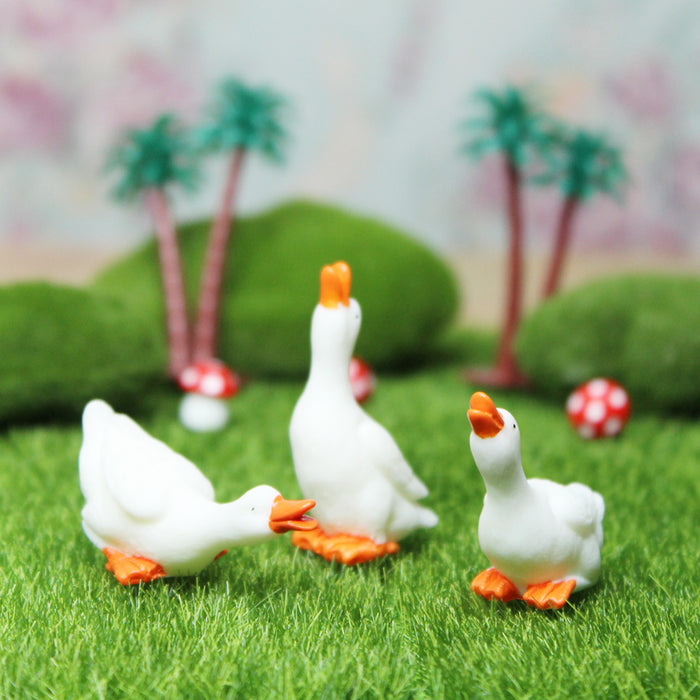 Miniature Toys: Set of 3 Long neck Ducks Miniature fairy garden toys, miniature garden decorations