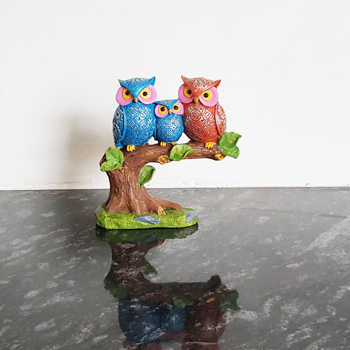 Three Owls on Branch for Home Decoration