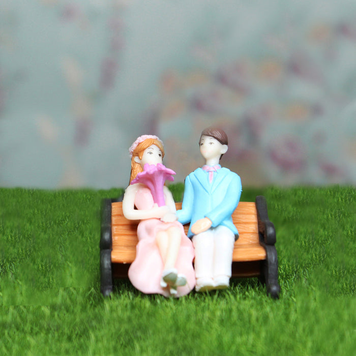 Miniature Toys : (Set of 2) Bride Groom on Bench for Fairy Garden Accessories