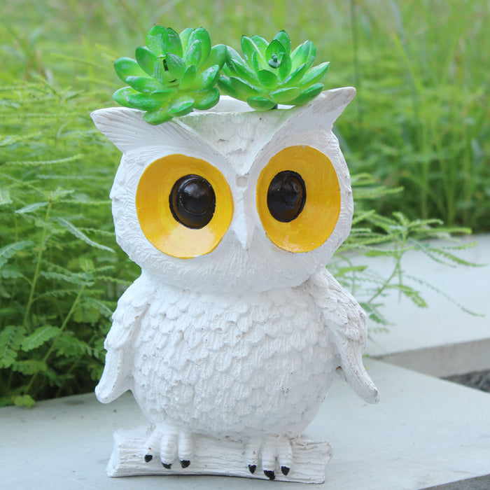 Owl Pot Planter for Home, Balcony and Garden Decoration (White)