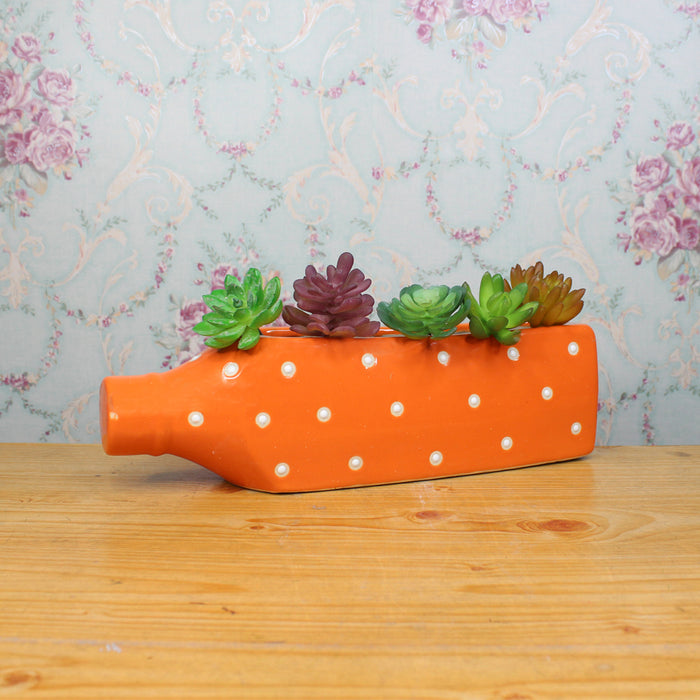 Ceramic Dot Bottle Planter for Home and Garden Decoration (Orange) - Wonderland Garden Arts and Craft