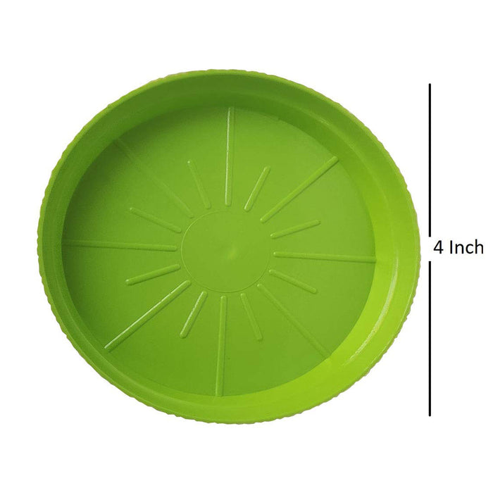 4 inch Plate Set of 12 PP/ PVC Plastic Tray,Heavy Duty Planter Gamla Bottom Plate/Tray/Saucer Base Plate/Dip Tray for Flower Pots (Green)