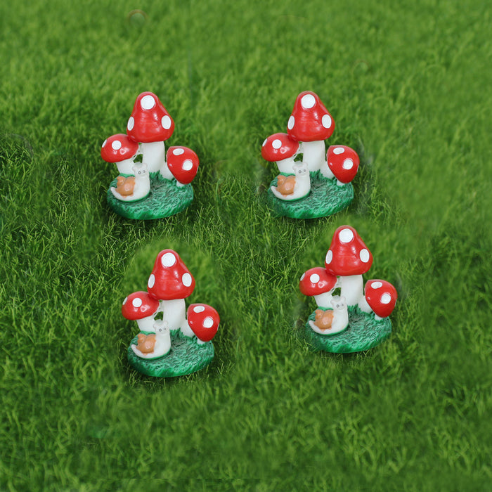 Miniature Toys : (Set of 4) Red Mushroom with Snail