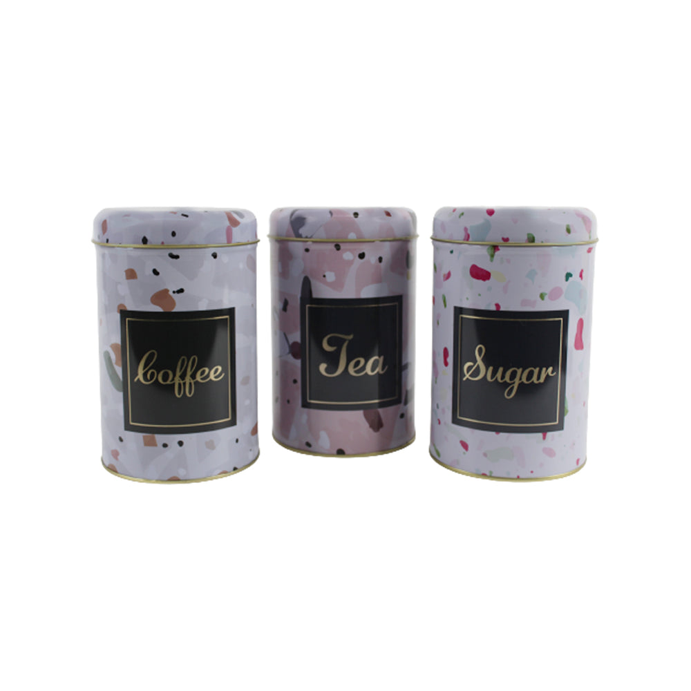 (Set of 3) Floral print Tea, coffee and sugar storage container