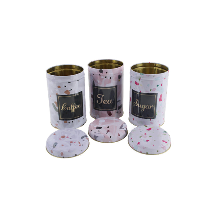 (Set of 3) Floral print Tea, coffee and sugar storage container