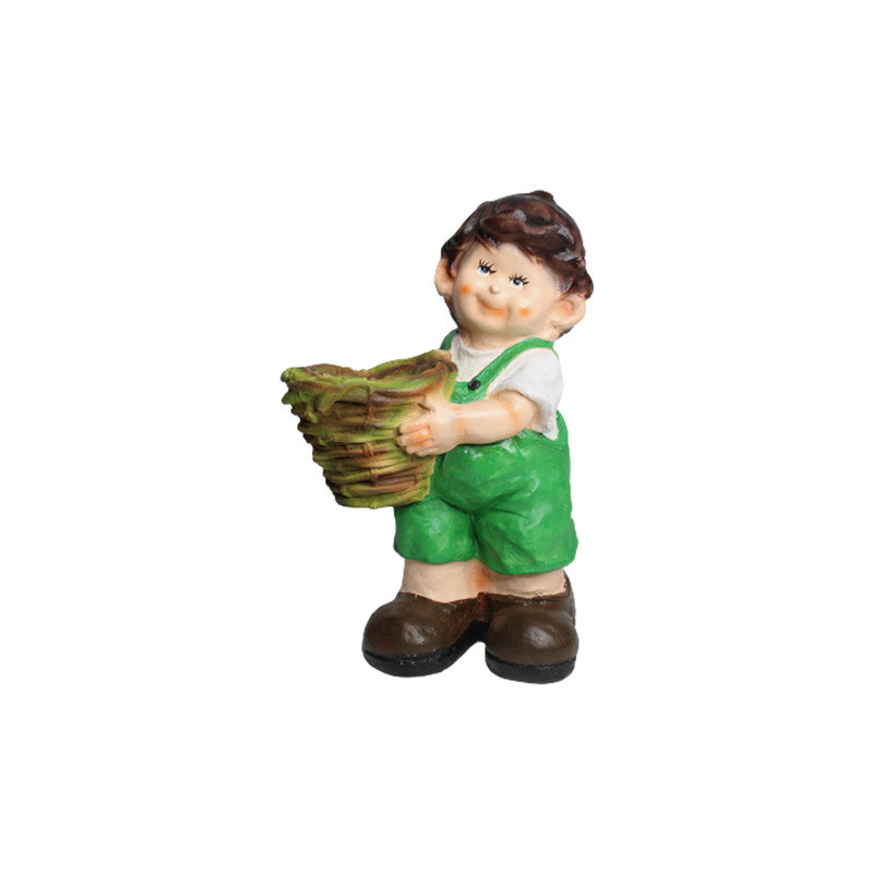 Wonderland Boy Holding Basket Planter (Green) | Garden planters | outdoor decorative garden pots