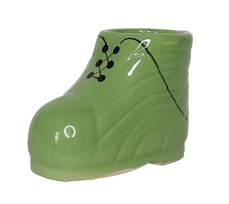 Shoe Shape Ceramic Pot for House and Garden Decoration (Green) - Wonderland Garden Arts and Craft