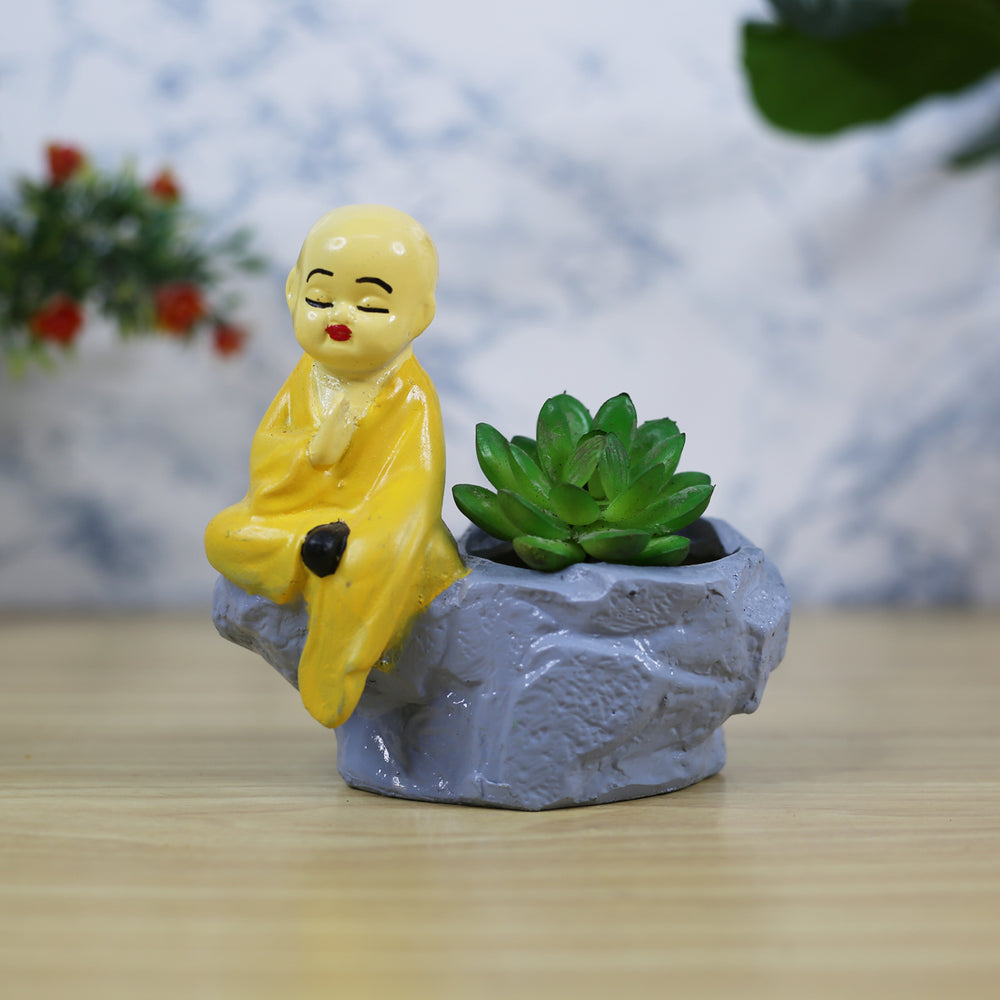 Wonderland Monk with Mountain Succulent Pots (Yellow)