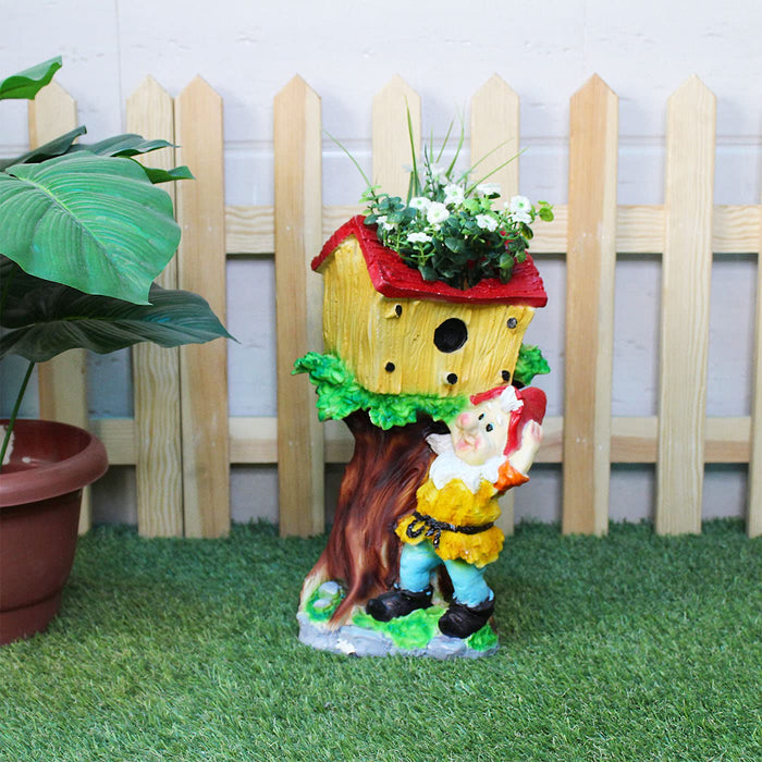 Gnome with Tree House Pot Planter for Balcony and Garden Decoration