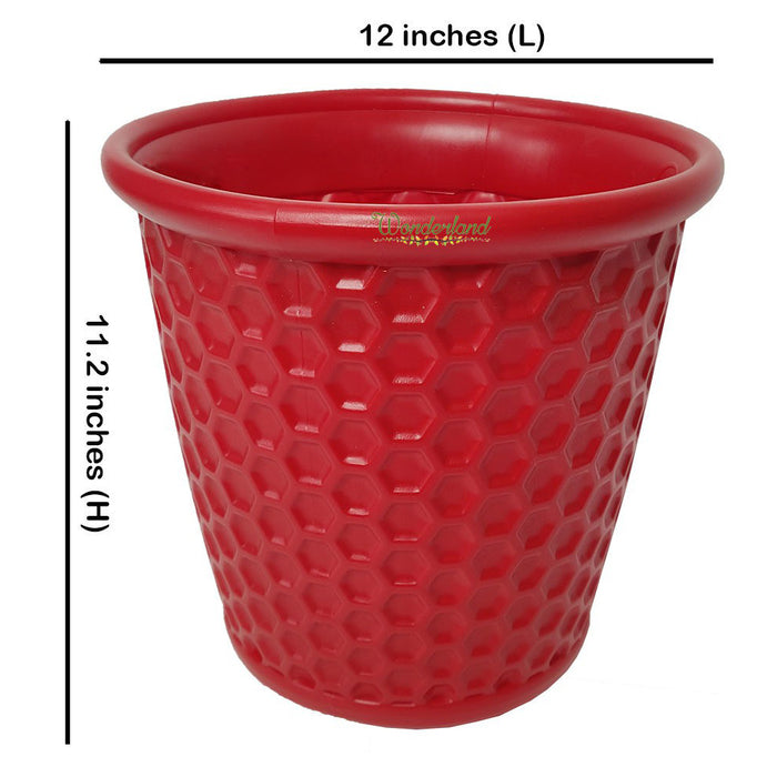 Set of 6 : Red Honeycomb 12 Inches PP/ PVC / High Quality Plastic Planter