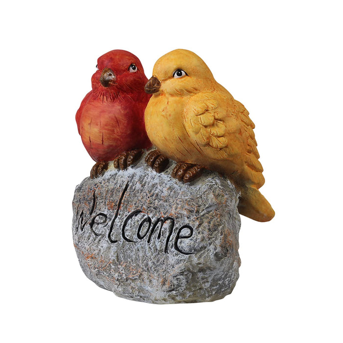 Birds on Rock with Welcome for Balcony and Garden Decoration