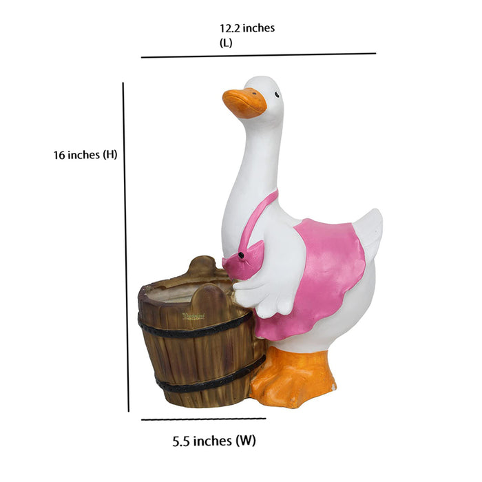 Duck With Pot Planter for Home, Balcony and Garden Decorative (Pink)