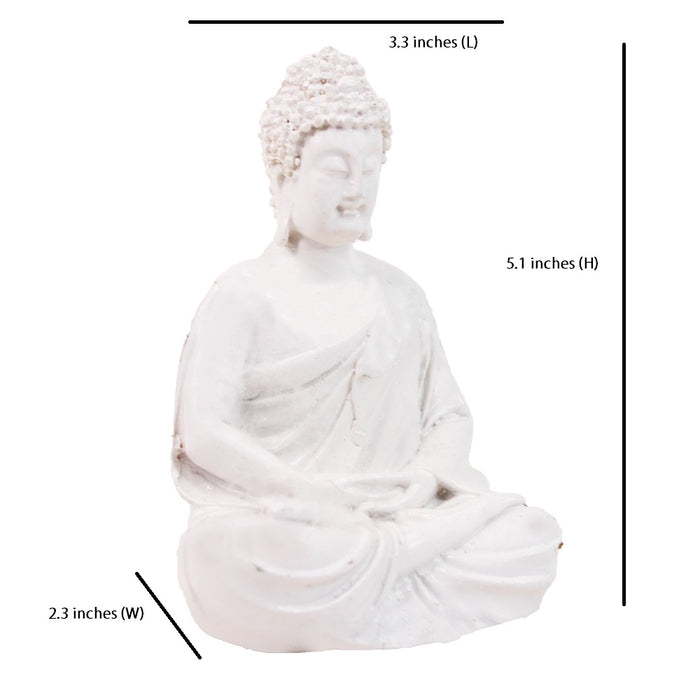 Small Buddha Statue for Home Decoration (White)
