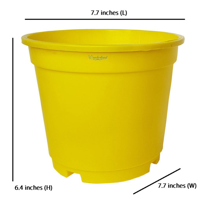 8 inch Set of 5  plastic pots for Outdoor ( Plastic Pots for Home Plants) (Yellow)