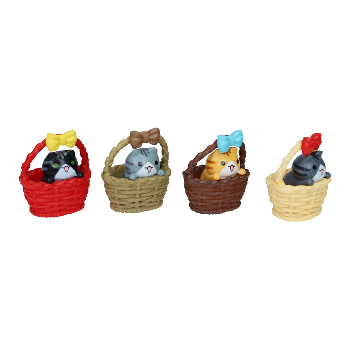 Miniature Toys - Set of 4 Big Kitty in basket  ( Fairy garden accessories)